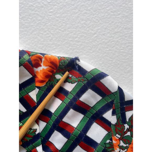 Vtg 70's Colorful Floral Geo Patterned Button Up Shirt Dagger Collar Sz 36 Retro - Picture 11 of 12